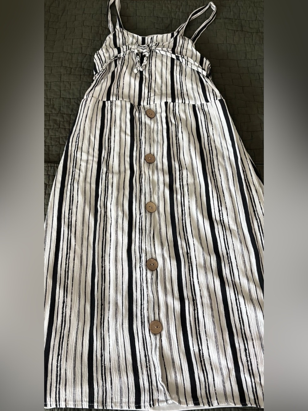 Beautees Black and White Striped Sundress. Made in Mexico.